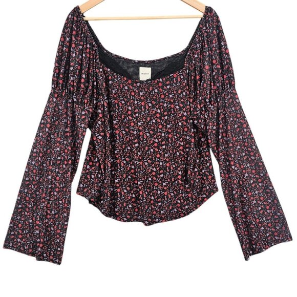 Anthropologie Maeve Womens Plus Size 2X Mutton Sleeve Scoop Neck Floral Top NWT - Picture 3 of 11